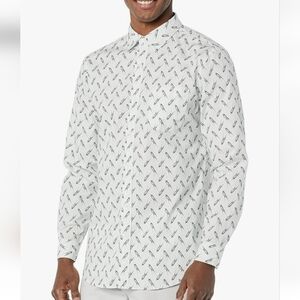 White Patterned Men's Slim Fit Poplin Shirt